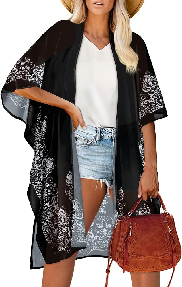 Women's Kimono Beach Cover up for Summer Bathing Suits Cardigans Casual Loose Swimwear