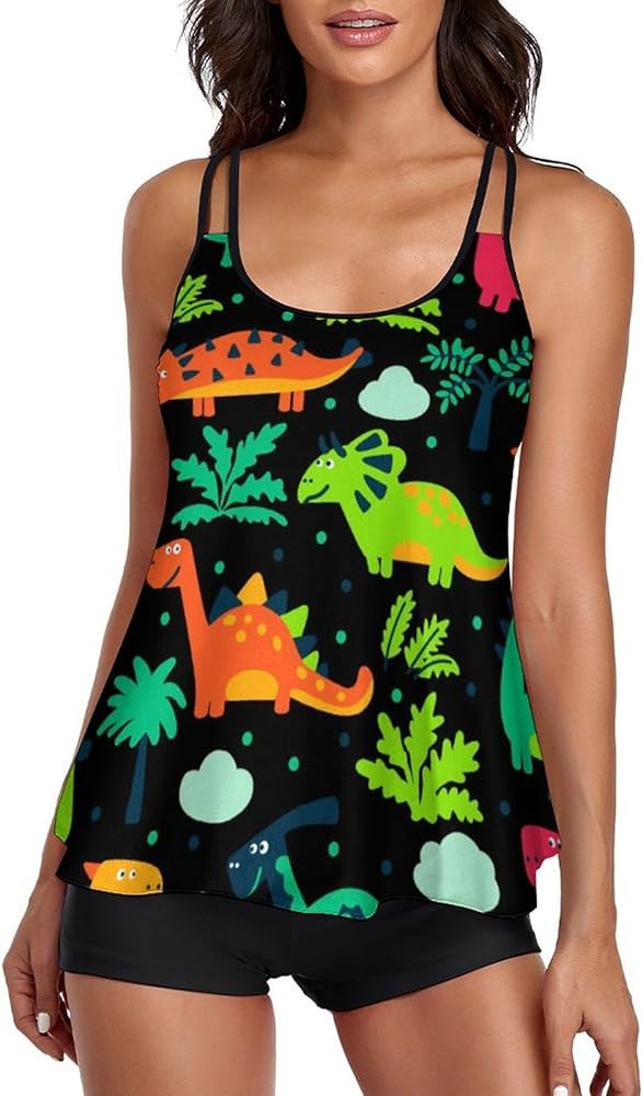 Womens Tankini Swimsuits Two Piece Tummy Control Bathing Suits Modest Tankini Swim Tank Top with Boyshorts