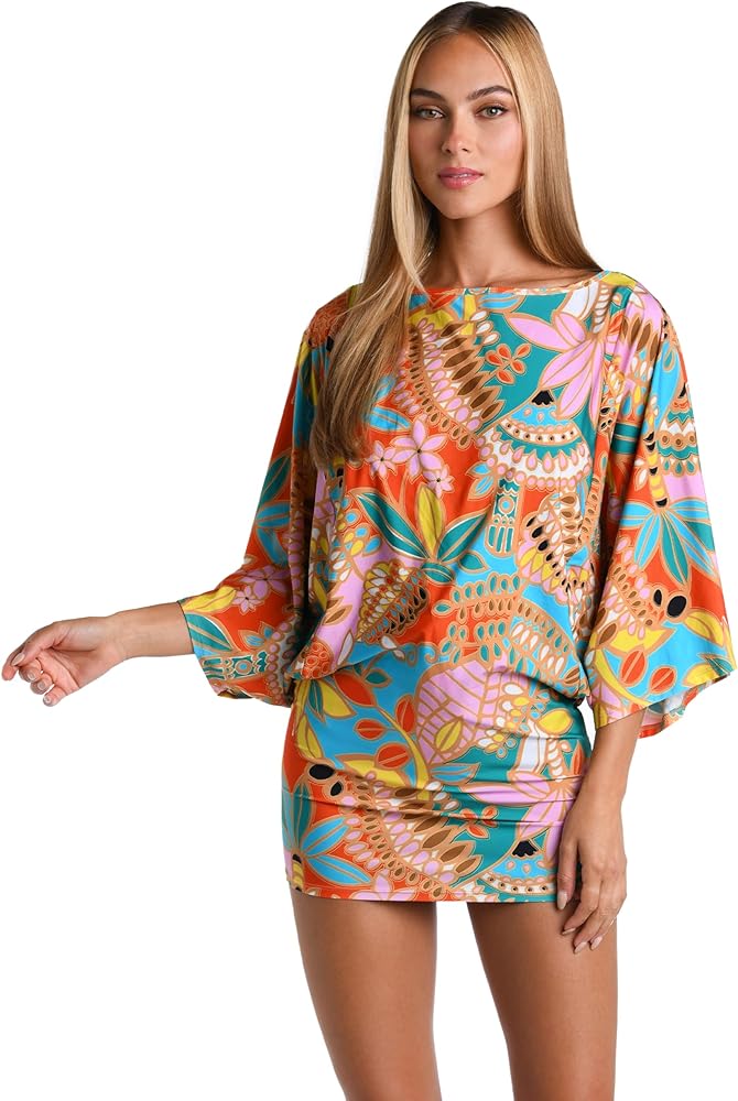 Sunshine 79 Women's Short Sleeve Tunic Cover Up Dress