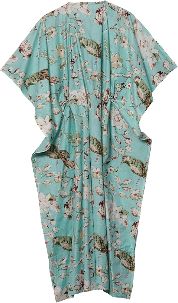 Cotton Kaftan Indian Floral Printed Caftan Dress For Women's Long Night Wear Gown For to be Moms Beach Cover up Sleepwear Maxi