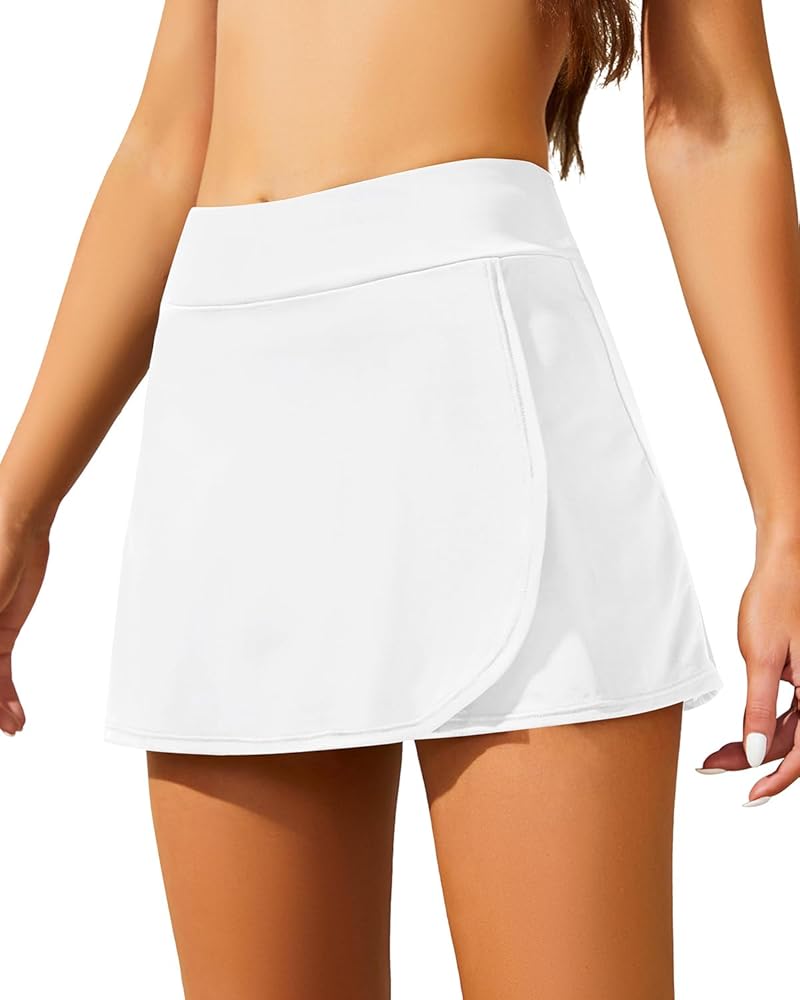 Holipick Swim Skirt for Women High Waisted Skirt Swimsuit Tummy Control Split Bathing Suit Bottoms with Built-in Shorts