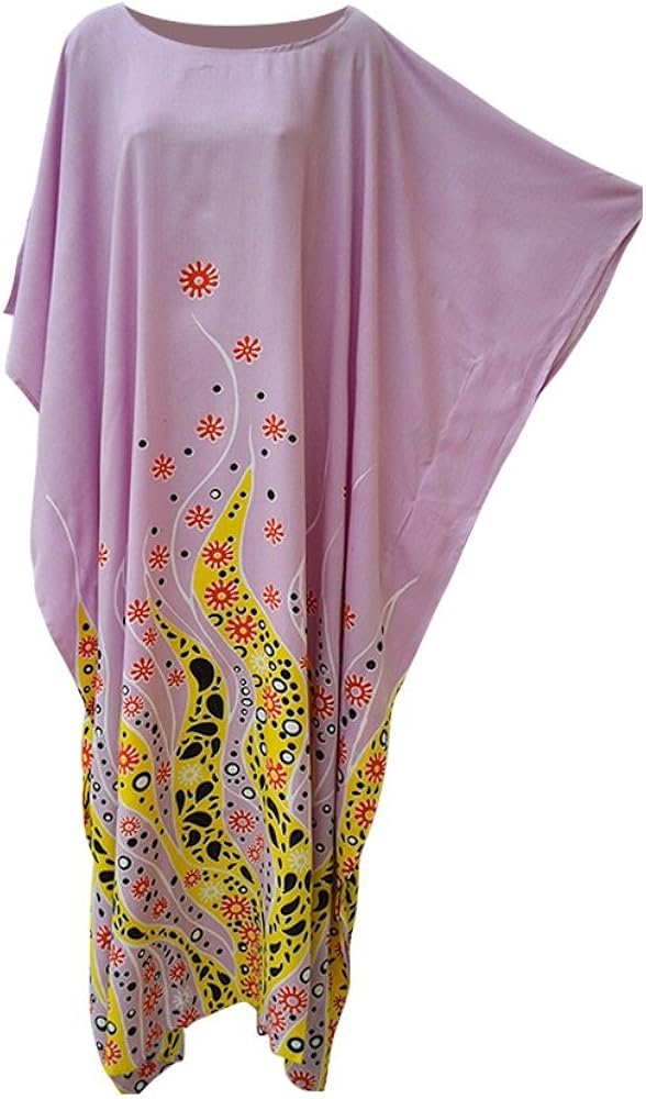 Coral Ocean Flower Lilac Blue Kaftan Caftan Soft Long Beach Swimwear Dress Ladies Women Robe Plus Moroccan Cool