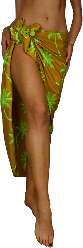 KING KAMEHA Hawaiian Sarong Pareo Beach Wrap for Women Funky Casual Bikini Cover Up Very Loud Swimsuit Palmshadow Print