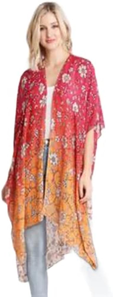 Floral with Gradation Color Long Cover up Multicolour