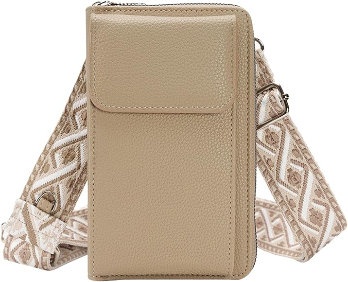 DKDDSSS Bolso Bandolera de Cuero PU para Mujer, Bolso Móvil Pequeño con Cremallera y Correa Ajustable - para Navidad y San Valentín (Albaricoque) - Práctico y Elegante