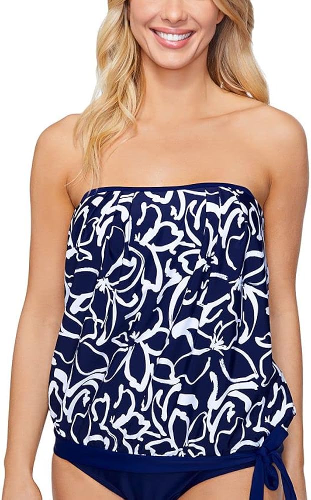 Women's Coral Gables Tankini Top Swimsuit Blue Size 10