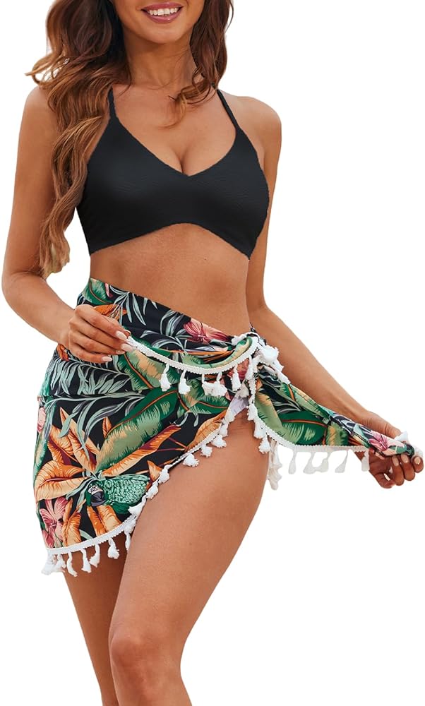 CUPSHE Women Bikini Set with Sarong Coverups (Size S)