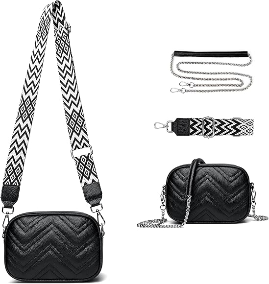 XYZXYZ Bolsos Bandolera Para Mujer,Cuero Bolso de Hombro Pequeña de Mujer,Bolso Pequeño Bandolera para Damas Mujeres con 2 Correas De Hombro Anchas Ajustables Desmontables Blanco