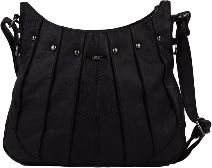 Bolso de piel auténtica para mujer con diseño de tachuelas, color Negro, talla Talla única