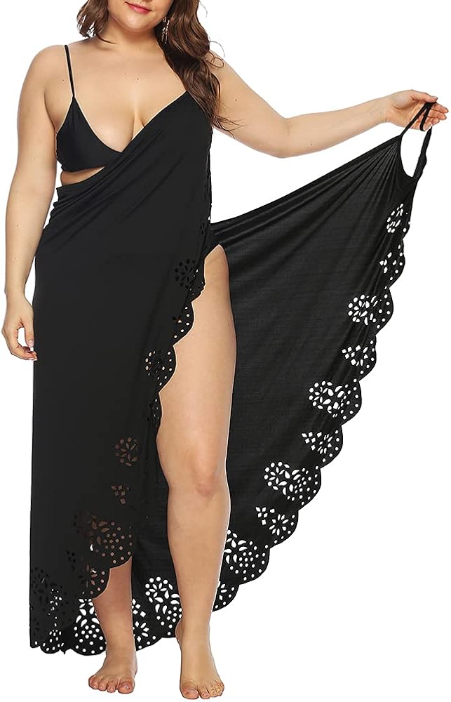 Women Swimsuit Cover Ups Spaghetti Cross Wrap Sexy Beach Plus Size Long Cover-up