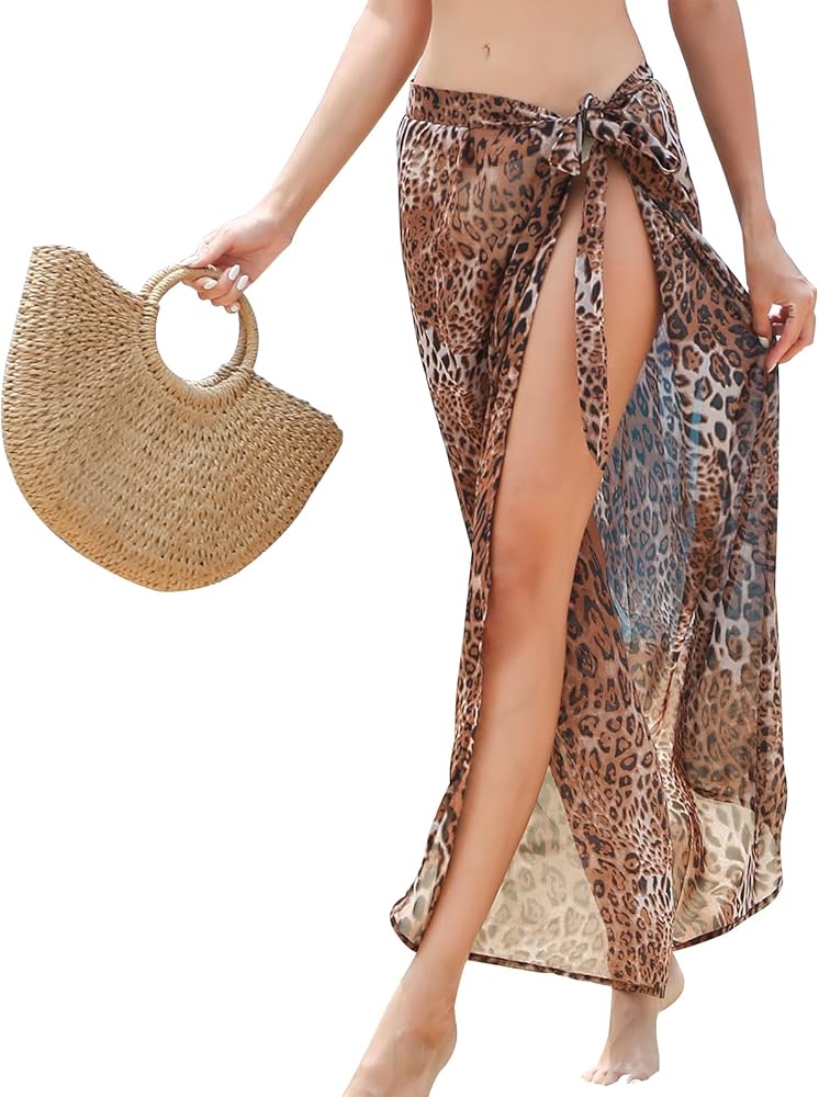 Women Sarong Swimsuit Coverup Chiffon Beach Tie Wrap Skirt Long Bikini Sheer Scarf Bathing Suit