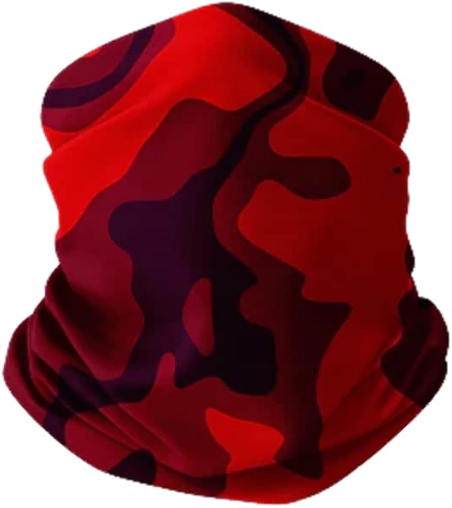 Neck Gaiter For Women Girls Men - Multi-Purpose - UPF 50+UV Sun Protection -Face Cover Buff Bandana Head Cover Red Camo XS