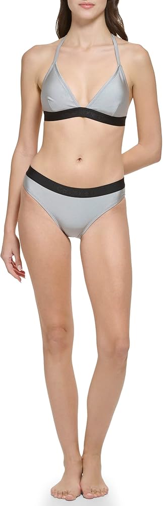 Calvin Klein Women's Low Waisted Elastic Logo Triangle Bikini Set