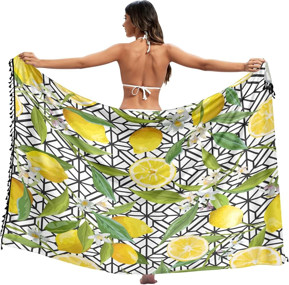 Lemon Women's Beach Sarong Coverups Summer Bikini Swimsuit Wrap Skirts with Tassels