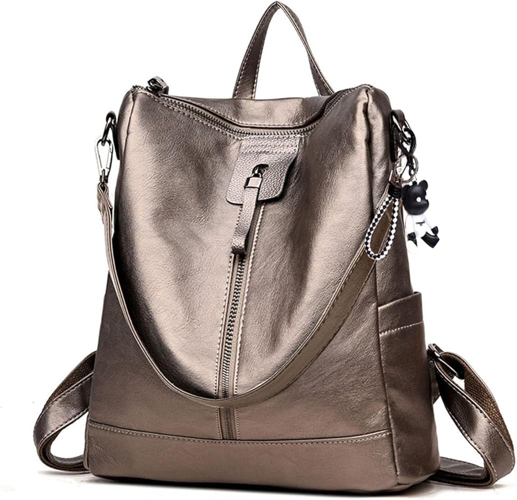 AINUOEY Mujer Bolsos Mochila Casual Bandolera Marca Mediano Antirrobo Italianos PU Cuero 76613 1 Piezas Oro