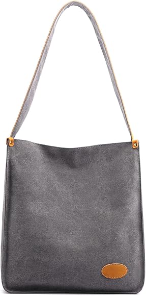 CORIOS Bolso de Hombro para Mujer Bolso de Mano Lona Bolso Bandolera Bolsa de Ocio Bolso Tote Multifuncional Bolsa de Cuerpo Cruzada para Trabajo Compras Citas Viajes Gris