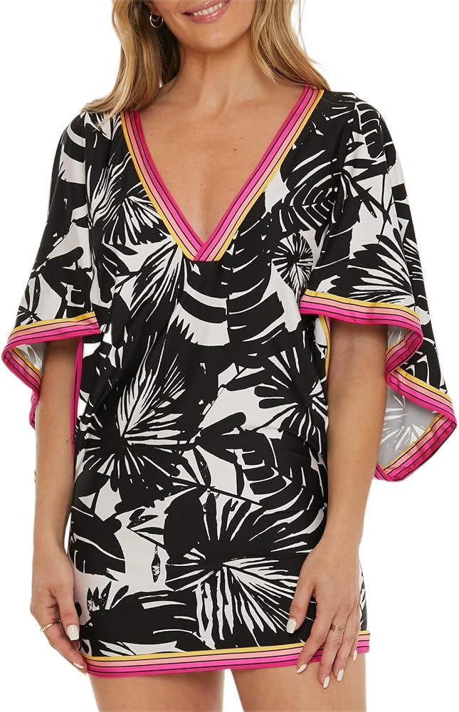 Trina Turk Women's Standard Lennox Swim Dress, Deep V-Neck, Beach Cover Ups