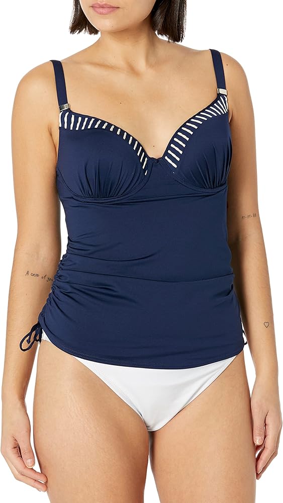 Fantasie Women's Standard San Remo Underwire Molded Gathered Tankini Top, Ink, 32DD