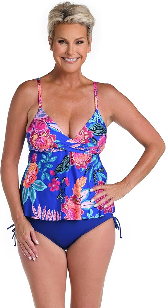 24th & Ocean Women's Standard Twist Front Flyaway Tankini Swimsuit Top