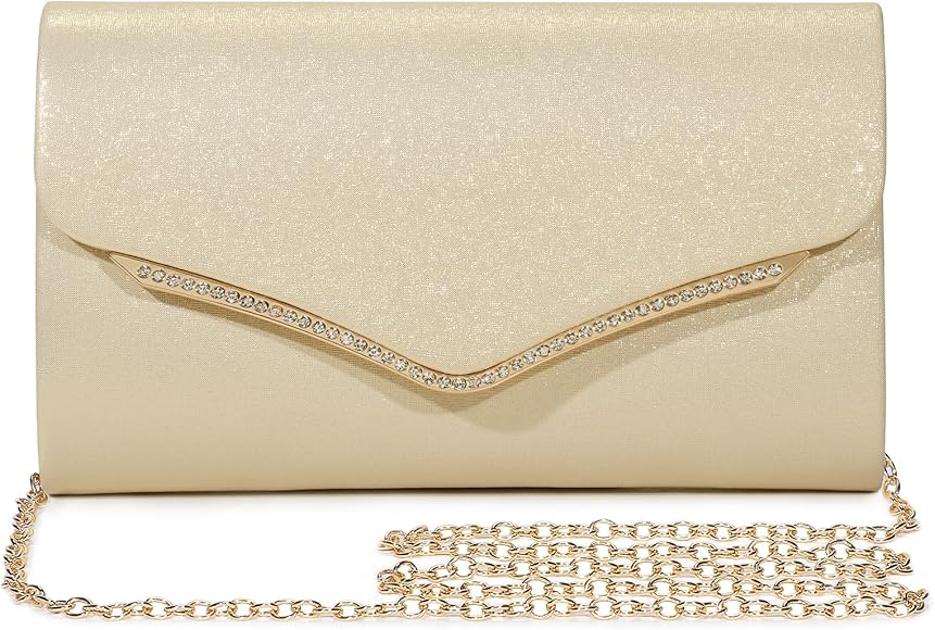 BAICLES Bolso de mano de noche para mujer, elegante bolso de mano de novia, bolso de hombro pequeño con correa de cadena desmontable para fiesta, graduación, cóctel