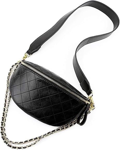 Dboar Bolso Riñonera Mujer Vestir, Negro Bolsos Bandolera Moda Pequeño De Mano Niñas Elegante Pochette Piel Cremallera Bolsa Cadena Con Doble Correas De Hombro