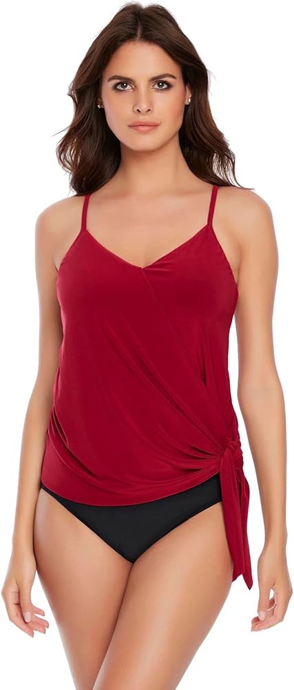 MagicSuit Solid Alex Underwire Tankini Top, 8, Cherry