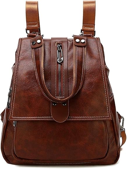 Monitika Bolsos Mochila Mujer Antirrobo Impermeable Cuero Bolsos bandolera Bolso Casual Viaje Mochilas Marrón