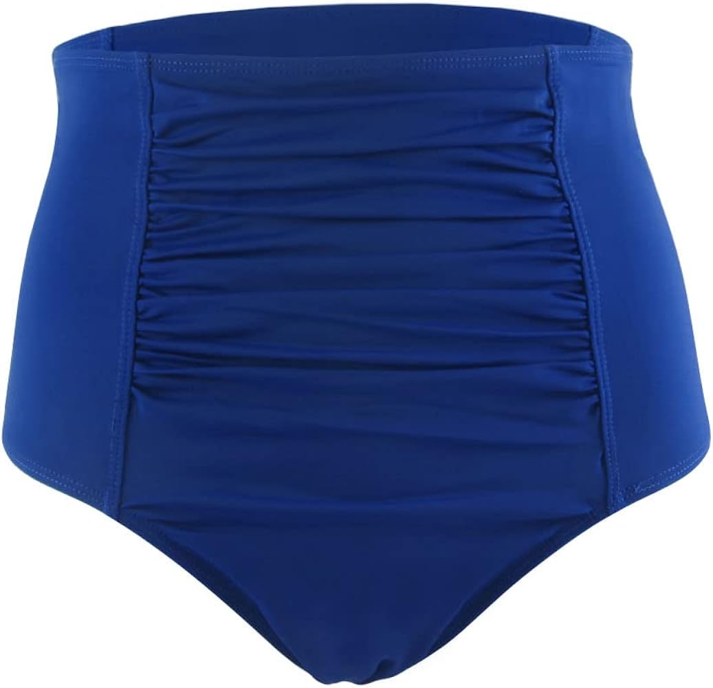 Women's High Waisted Bikini Bottom Plus Size Ruched Swim Briefs Solid Swim Bottom Swim Shorts