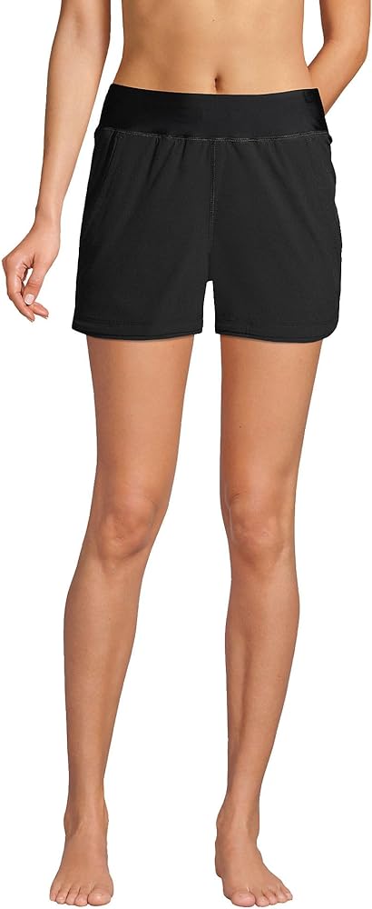 Lands' End Women's 3" Quick Dry Elastic Waist Board Shorts Swim Cover-up Shorts with Panty