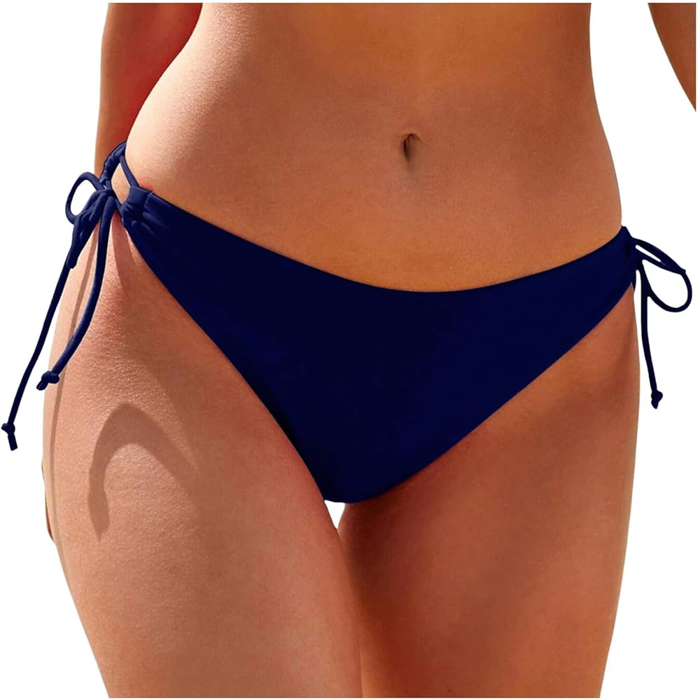 Women Bikini Bottoms Side Tie String Bikini Bottom Low Rise Swimsuit Full Coverage Bathing Suit Bottoms