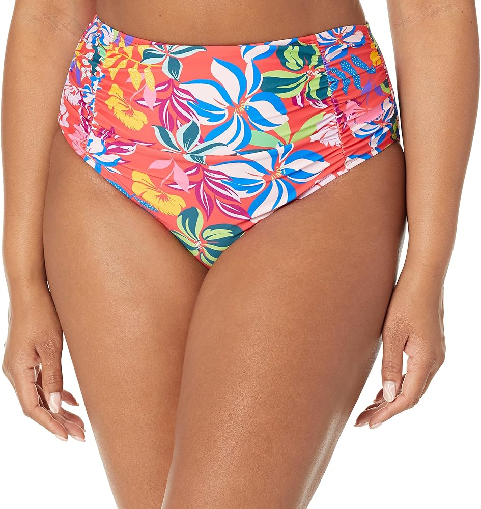 Caribbean Joe Women's High Waisted Ruched Swimsuit Bottom