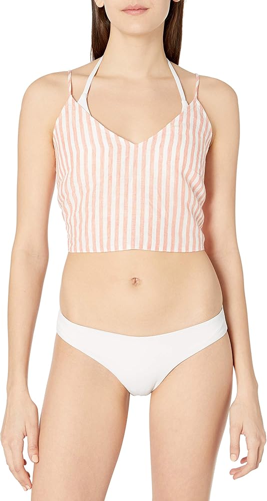 Seafolly Women's Standard Stripe Tie Back Cropped Tank Cover Up Top