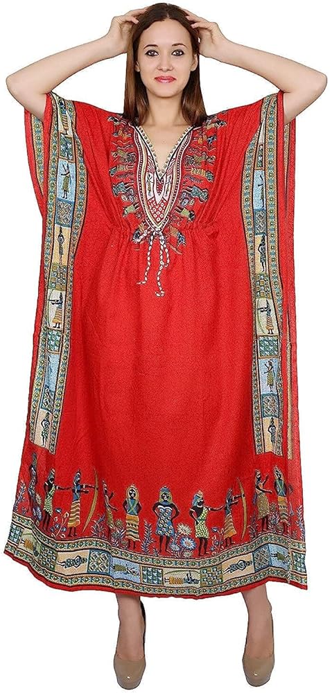 Long African Kaftan Boho Dress Beach Cover Up Caftan Gown Nightwear Maxi for Women's