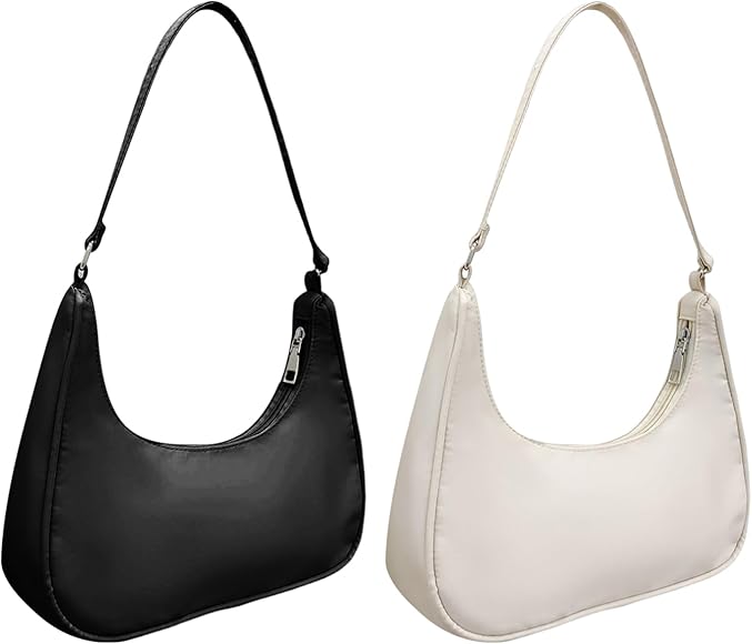 HDGSAFD 2 bolsos de mano pequeños, estilo retro, para niñas, bolso de mano, bolso de mano para mujer, bolso de mano, bolso de mano, bolso de fiesta, bolso de mano para mujer (negro, blanco), blanco y