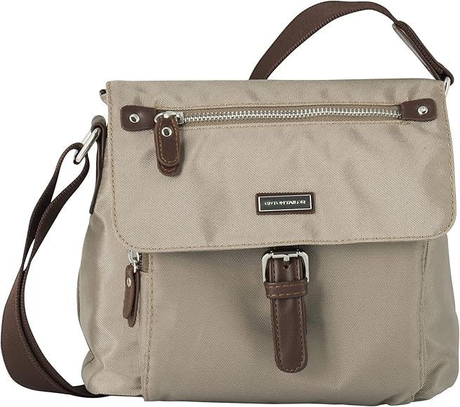 Tom Tailor Acc Rina Überschlagtasche Klein, Beige, Bolso Bandolera para Mujer, Azul, 22x20x10 cm (B x H x T)