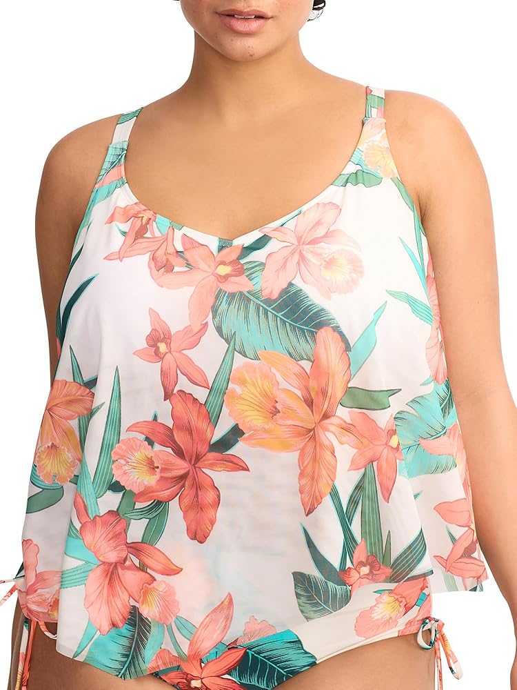 Coco Reef Island Flora Captive Underwire Tankini Top 38DD, White Floral