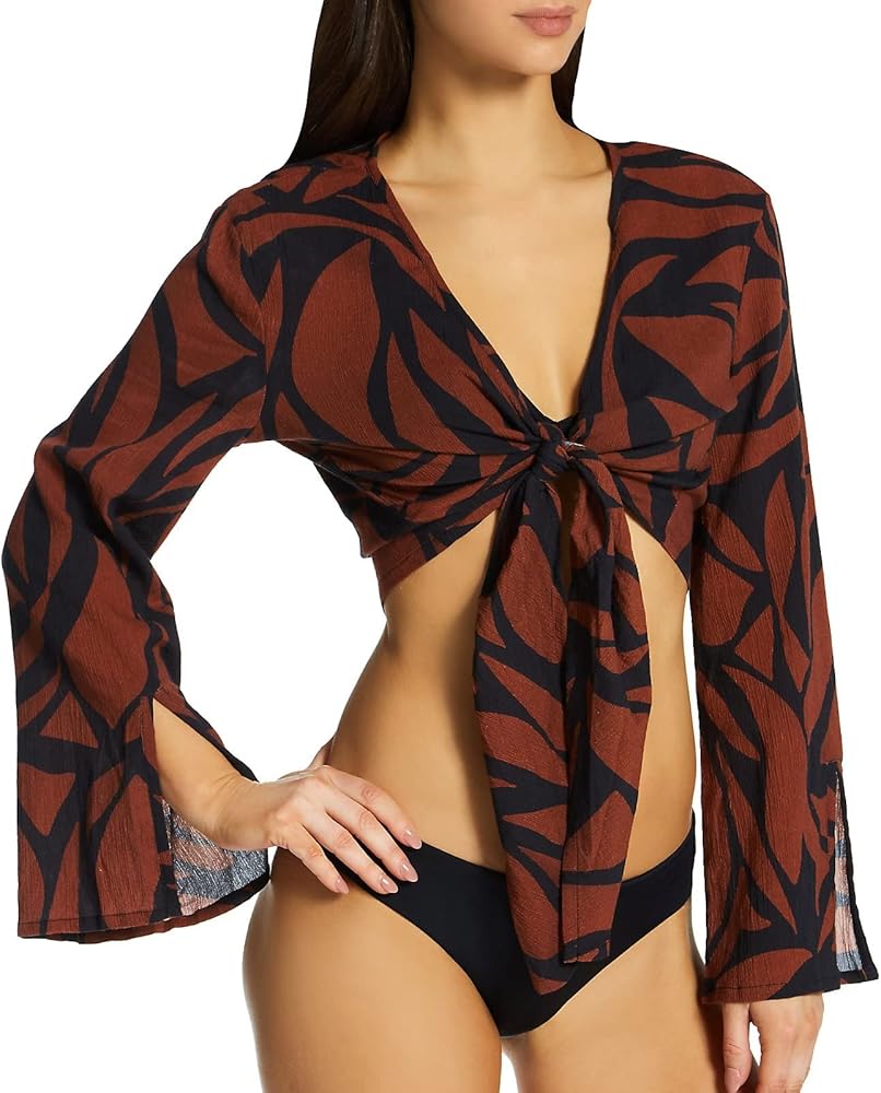 Sanctuary Women's A23804 Abstract Animal Knot Front Top Cover Up