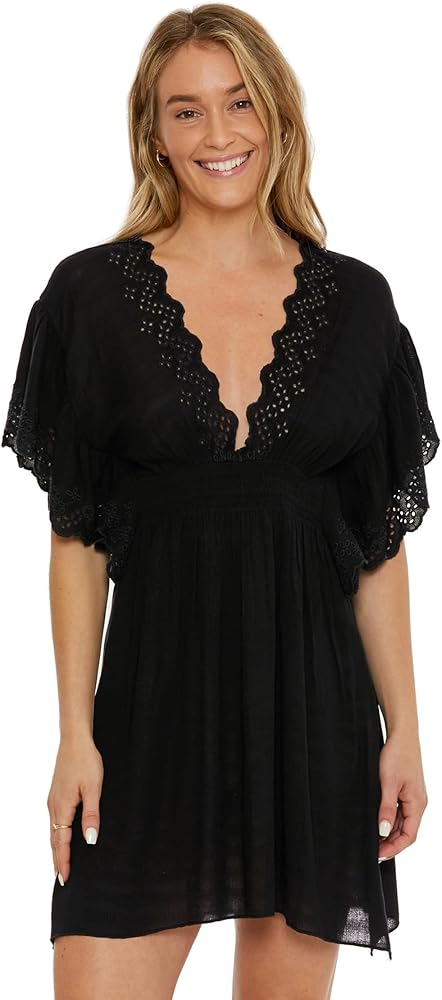 BECCA Barbados Woven Tunic, Plunge Neckline, Beach Cover Ups for Women