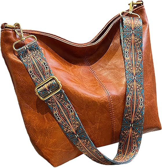 Anopo PU Lether Bolsos de Hombro para Mujer con Ajustable Guitarra Correa Vintage Bolso Tote Hobo Monedero Vegano Bolso a Mao