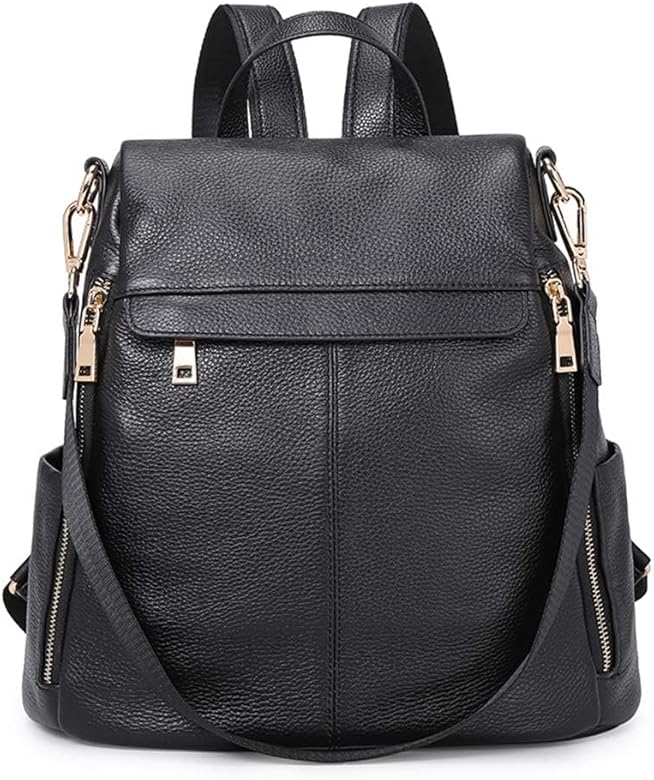 Kattee Mochila antirrobo para mujer, bolso de hombro de piel auténtica, bolsos de moda para mujer