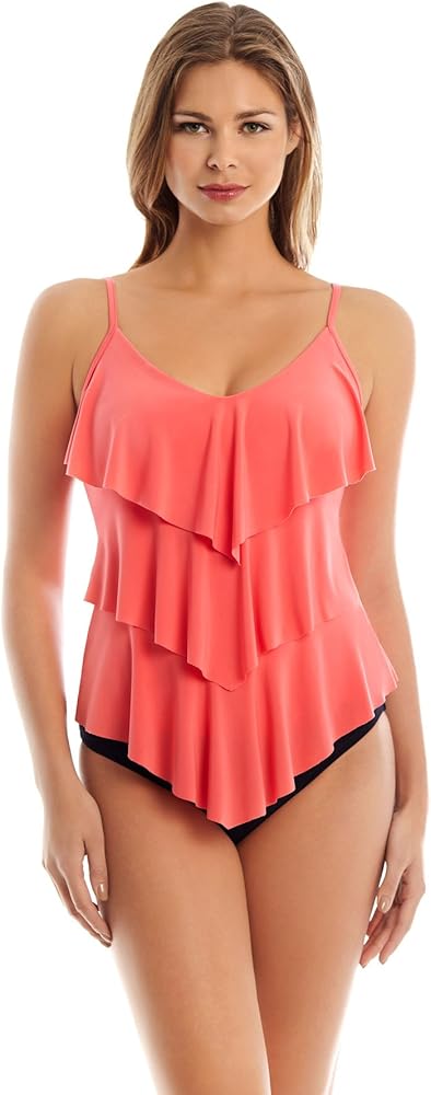 Magicsuit Womens Tiered Beach Tankini Swim Top Orange 8