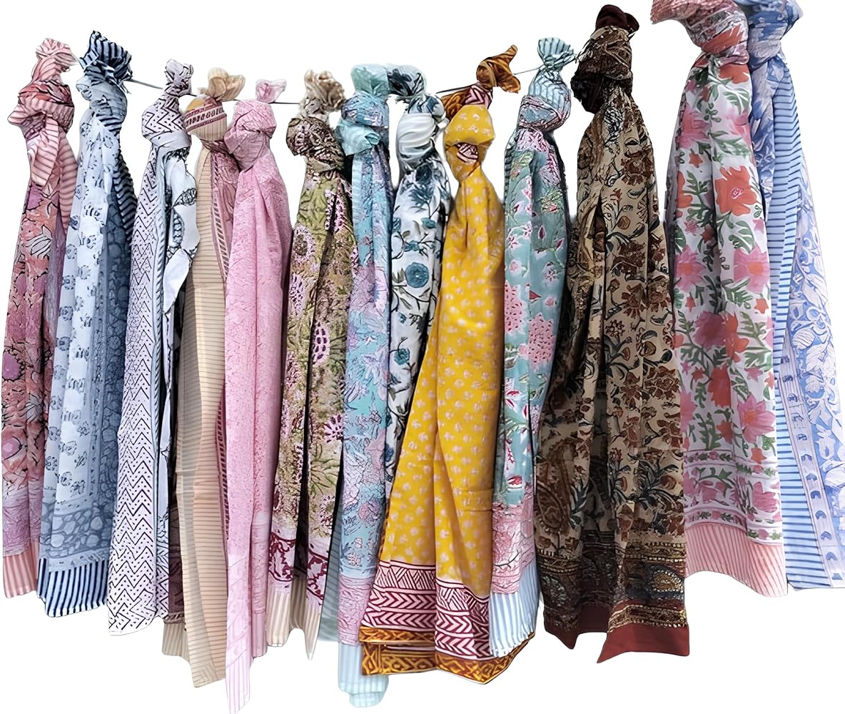 Assorted Design Mix Lot Sarong Hand Block Print Scarves Decorative Cotton Duppta Wrap Cover Up Women's Summer Beach Pareo