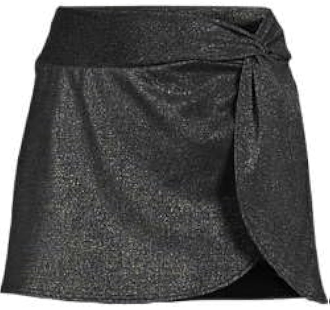 Lands' End Women's Chlorine Resistant Swim Cover-up Skirt, Twist Front, Mini, Black Shine, Small