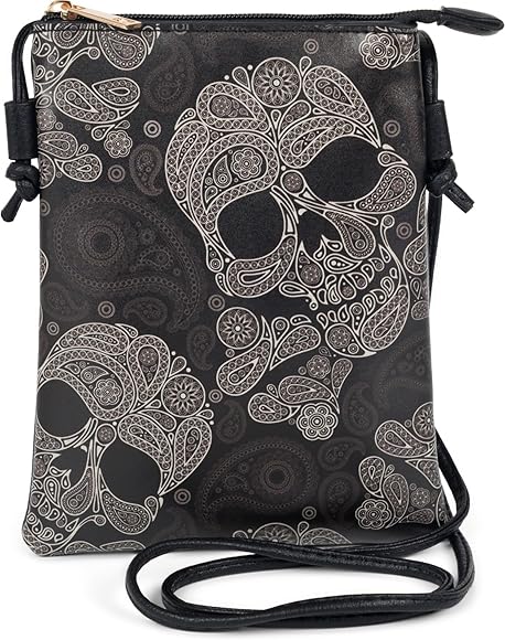 styleBREAKER Mini Bolsa de hombro para damas con estampado de calavera Paisley, Bolsa de hombro, Bolso, Bolsa 02012365