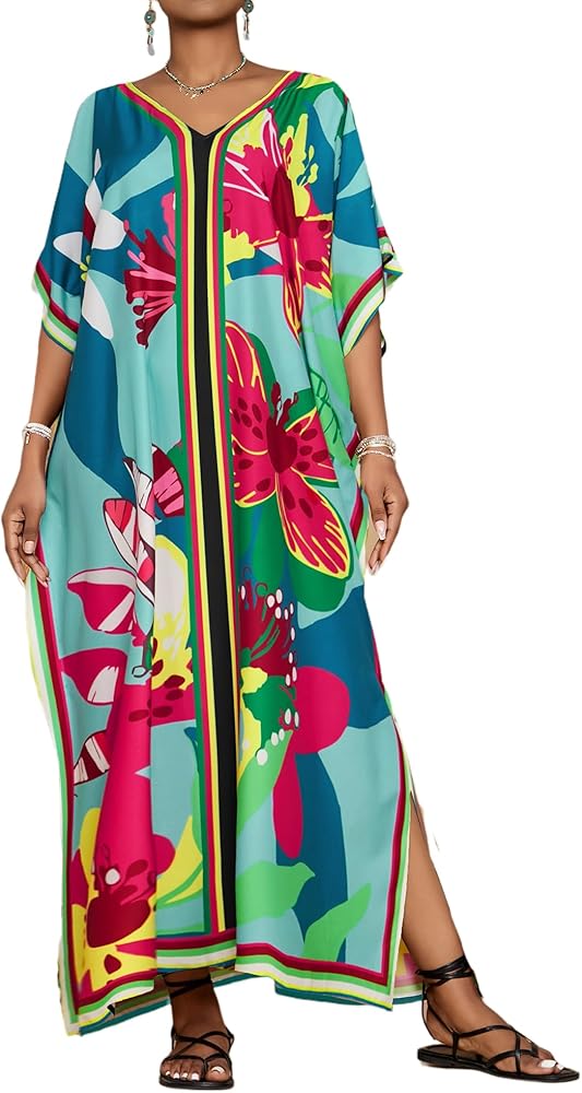 Bsubseach Caftans for Women Plus Size Cover Ups Swimwear Long Beach Cover Up Kaftan Dress Resort Wear