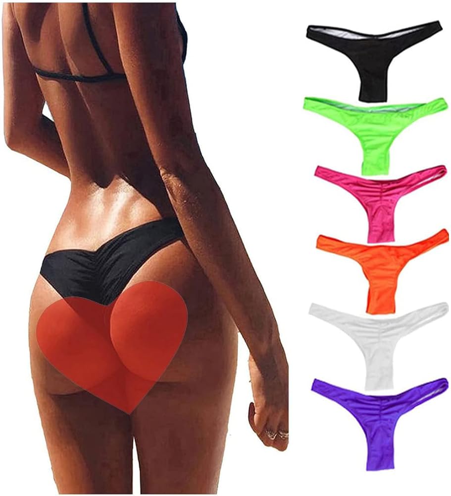 FOCUSSEXY Women's Hot Summer Brazilian Beachwear Bikini Bottom Thong Swimwear