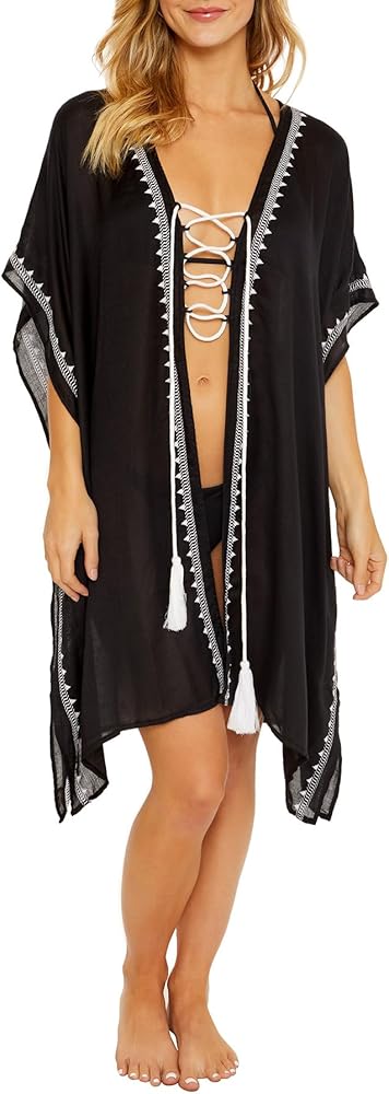 Women's Bella Kimono-Embroidery Detail, Bathing Suit Cover Ups