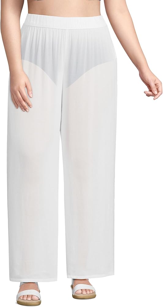 Lands' End Women's Sheer Oversized Swim Cover-up Pants No Size