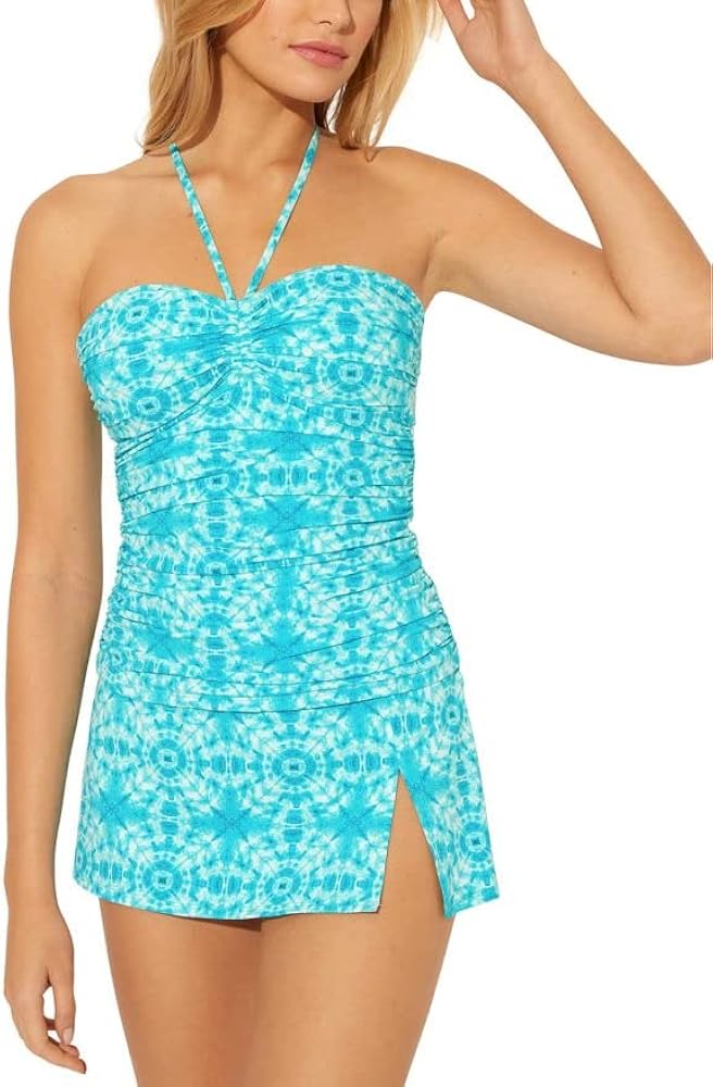 Bleu by Rod Beattie Womens Halter Tie-Dye Tankini Swim Top Blue 8