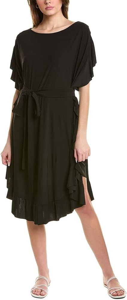 Contours by Coco Reef Women's Standard Gypsy Ruffle Cover UP Dress, Black 001, Small/Medium